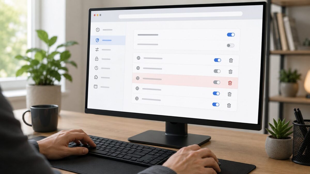 Browser settings screen showing how to remove a spam website notification permission
