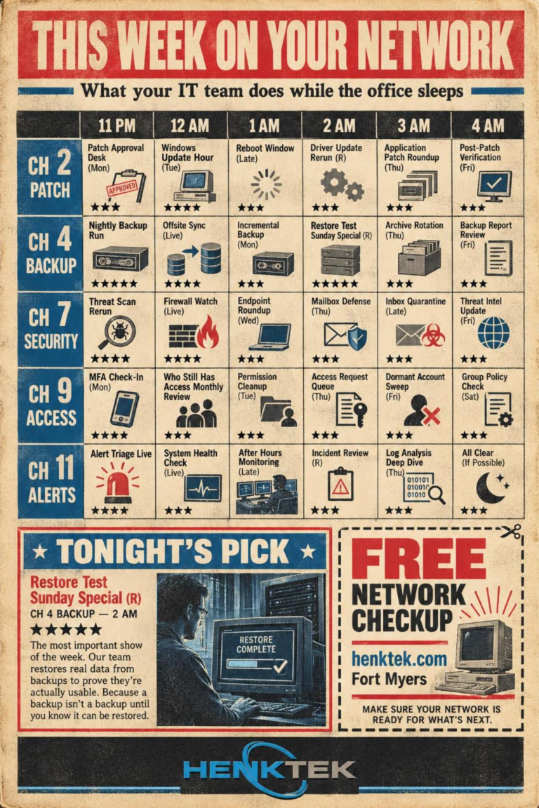 This Week on Your Network managed IT overnight schedule poster